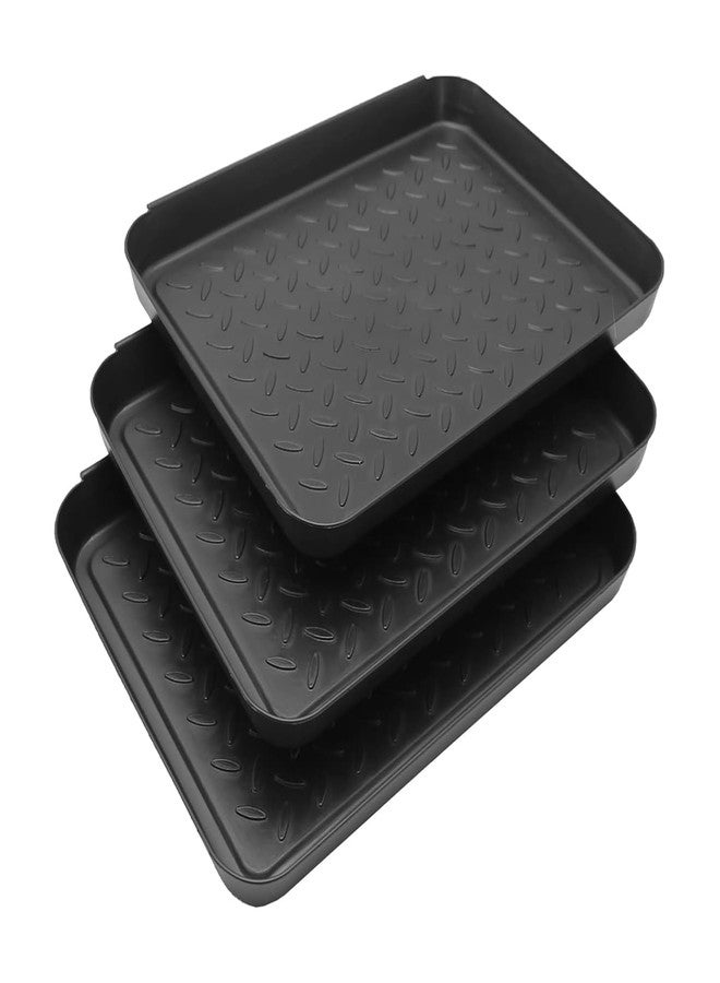 Anxingo مجموعة أنكسينغو من 3 قطع (13.75 × 10.58 بوصة) صينية أحذية منزلية، سجادة سوداء بحواف للأحذية، أرضية متينة للاستخدام الداخلي والخارجي، سجادة طعام للحيوانات الأليفة، سجادة أحذية مطاطية، سجادة سلة مهملات، سجادة مبرد مياه، سجادات أحذية مبللة - Image 1